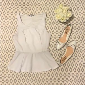 White peplum top